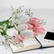 12Pcs Artificial Flowers Bouquet Tulip & Baby Breath, 19" Fake Flowers for Valentine’s Day, Wedding Bride Bouquets Home Indoor Vase Table Decor (Pink & White)